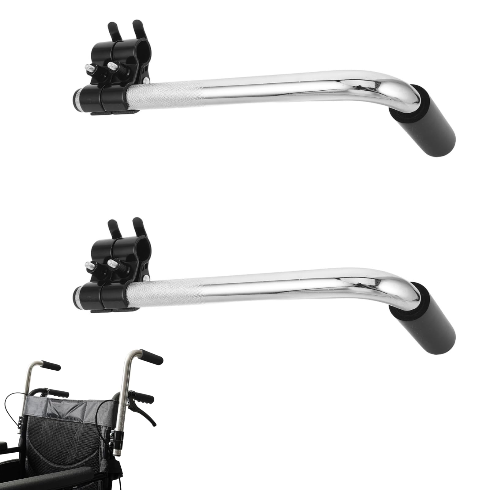 Homoyoyo Extensores de mango de silla de ruedas, 2 piezas de acero inoxidable de repuesto con fácil instalación para adultos discapacitados
