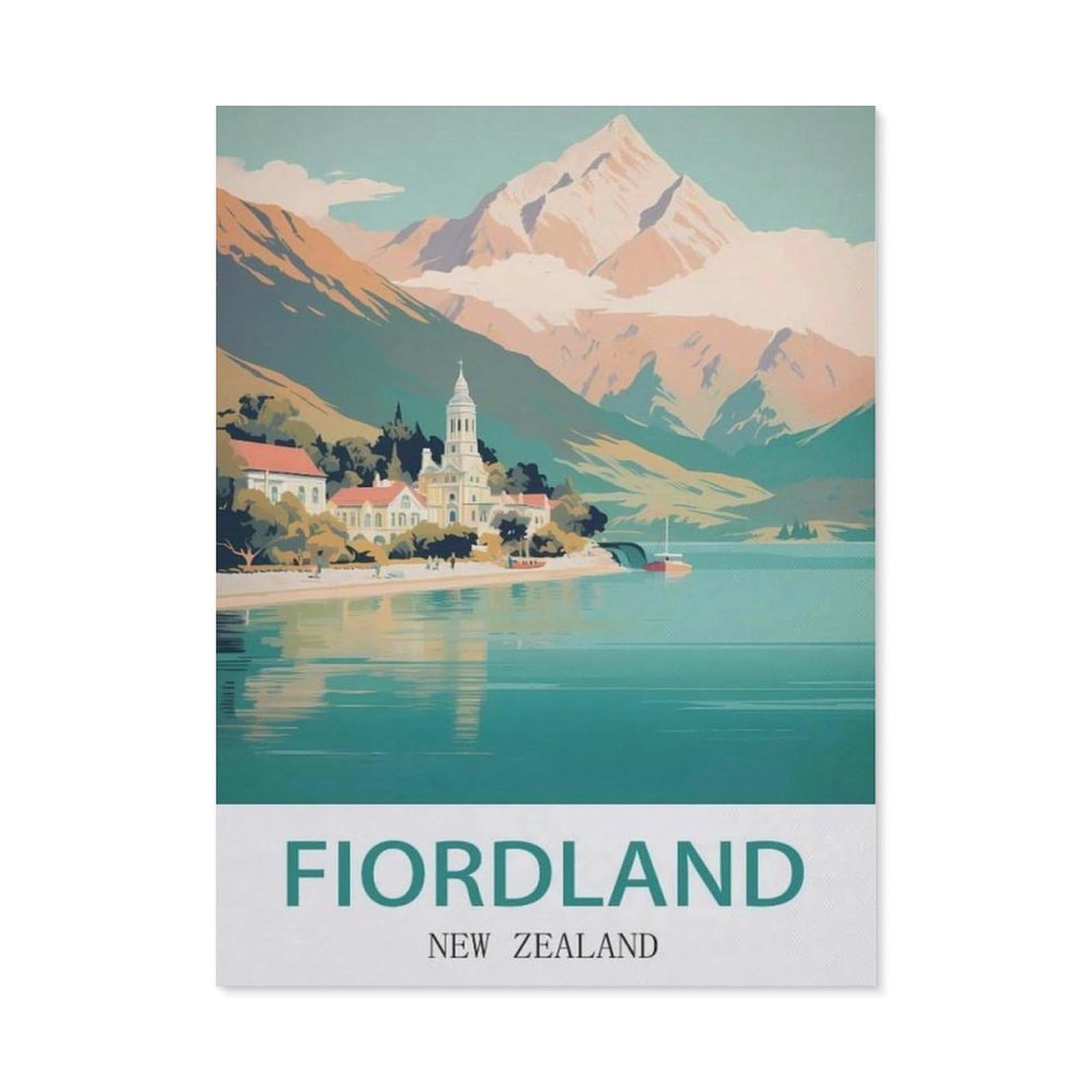 Fiordland New Zealand，Metal Tin Sign,For Farmhouse Home Bathroom Garage Cafe Office Kitchen Restaurant Man Cave Vintage Art Wall Decor Poster(30x40cm）12x16 inch-ED42