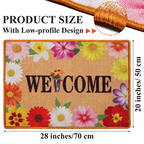 Mceast Spring Flower Welcome Mat Non Slip Entrance Door Mat With Rubber Backing Indoor Outdoor Floor Mats 28 X 20 Inch Doormat Entrance Rug For Front Door Yard, Garage, High Traffic Areas #TOP30