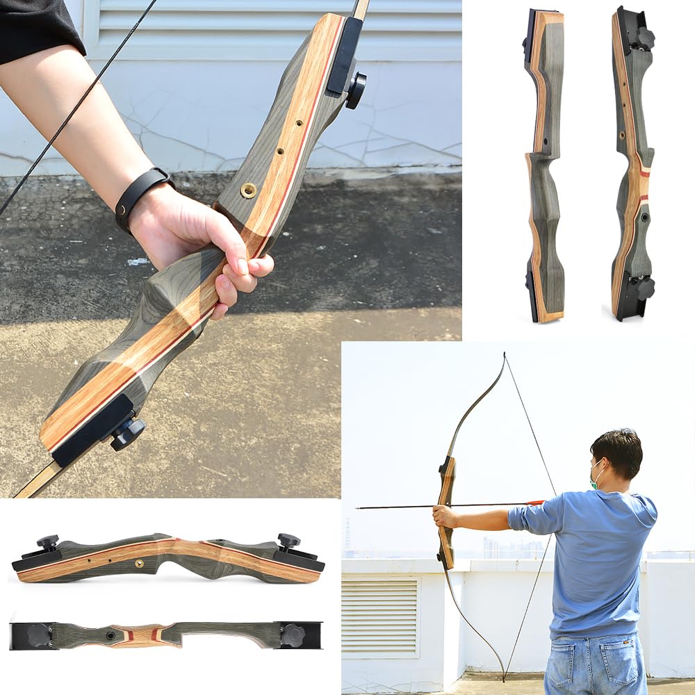 AMEYXGS 62" Arco ricurvo da tiro con l'arco Adulti e giovani Arco da caccia 30-50LBS Riser in legno con accessori per tiro con l'arco Mano destra (30lbs, Tipo 2)