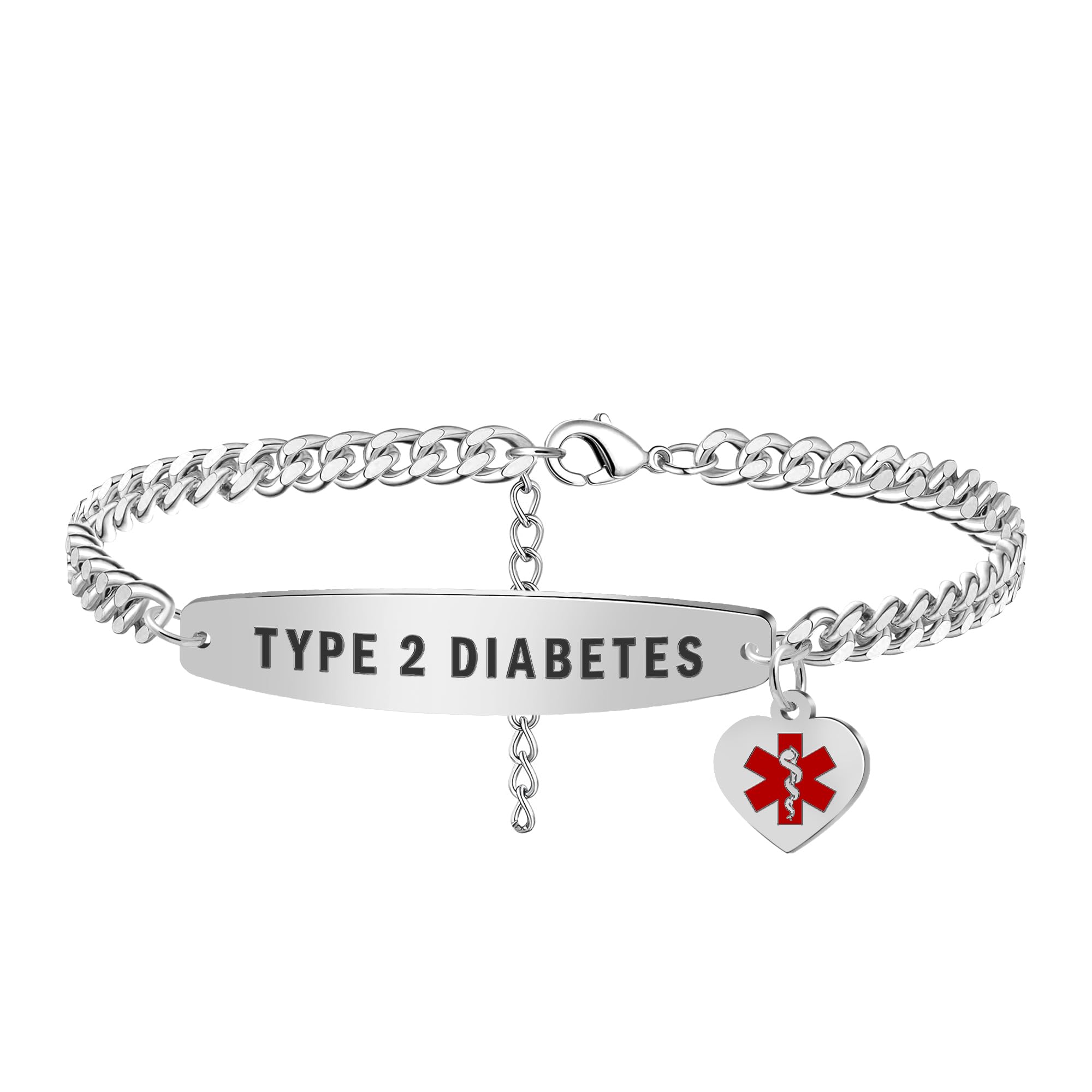 CLY JewelryCustom Medical Alert Bracelets for Men & Women Customizable Free Engraving Stainless Steel Emergency Personalized Medical ID Wristband Bracelet