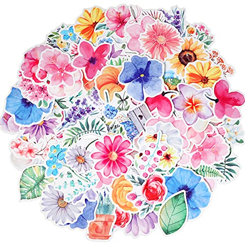 120 Pieces Flower Stickers Vinyl Waterproof Stickers for Water Bottle Cute Flower Stickers for Phone, Scrapbook, Skateboard, Laptop, Kids Teens Adult
