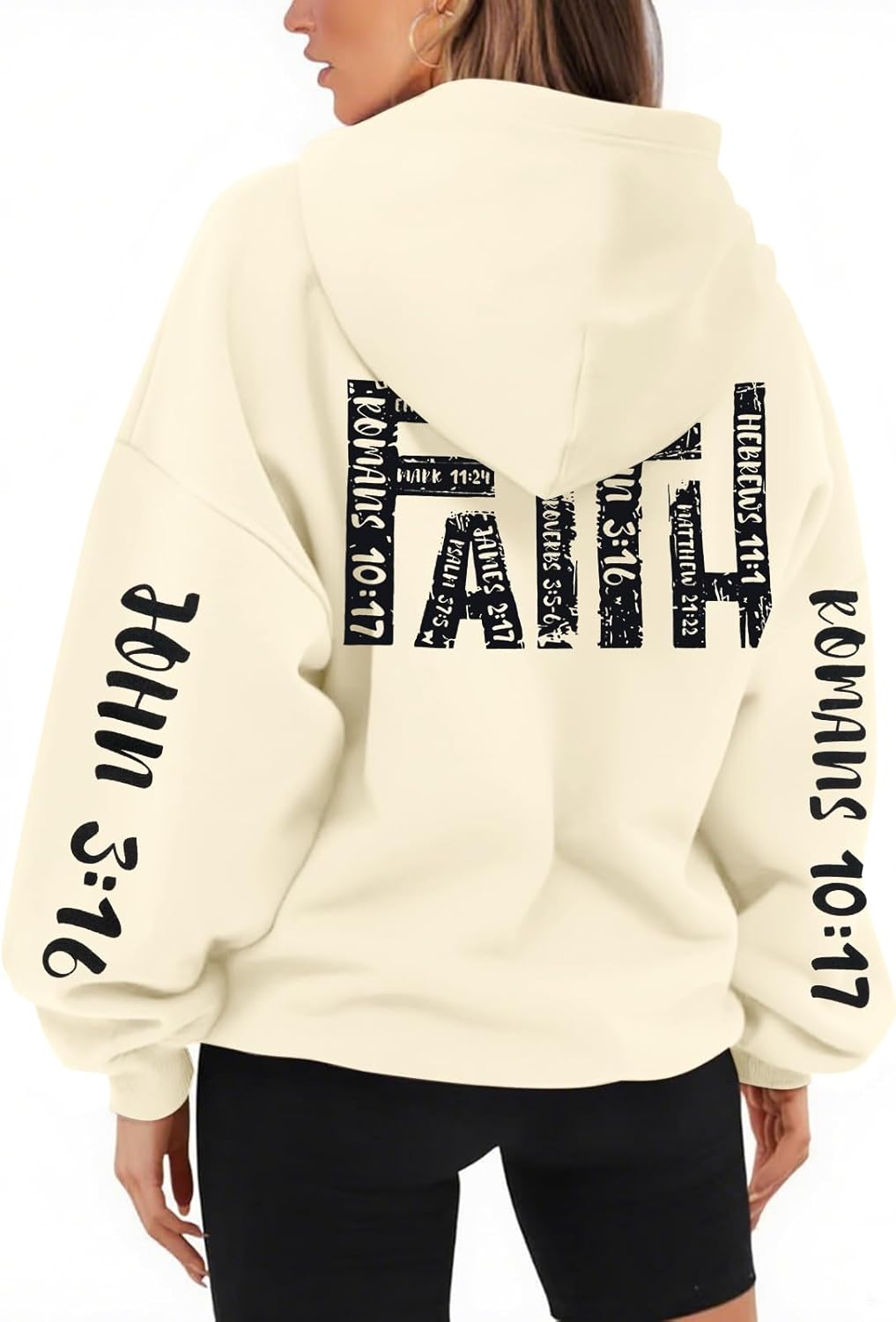 FASHGL Jesus Hoodies for Women Christian Sweatshirts Letter Graphic Faith Sweatshirt Christian Hoodie Long Sleeve Tops