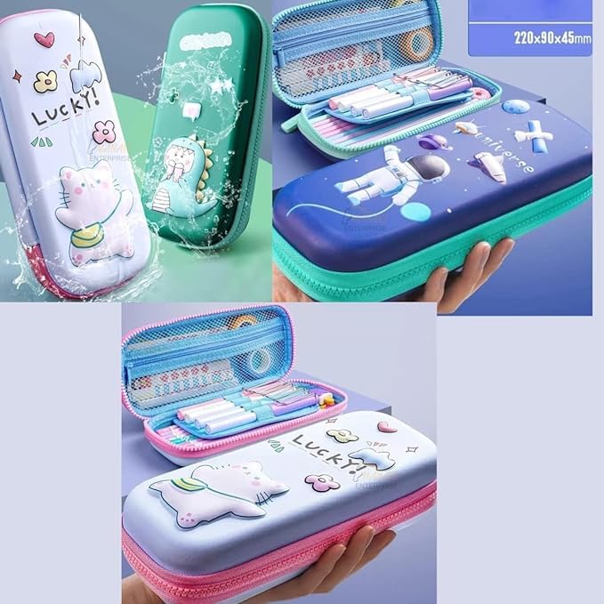 Image of 3D Cover EVA Space Astronaut Theme Pencil Case Large Pencil Pouch Bag Compass School Pouch Organizer for Students Kids Premium Stylish Pen Holder Pouch Stationery Box (Small Universe Pouch)