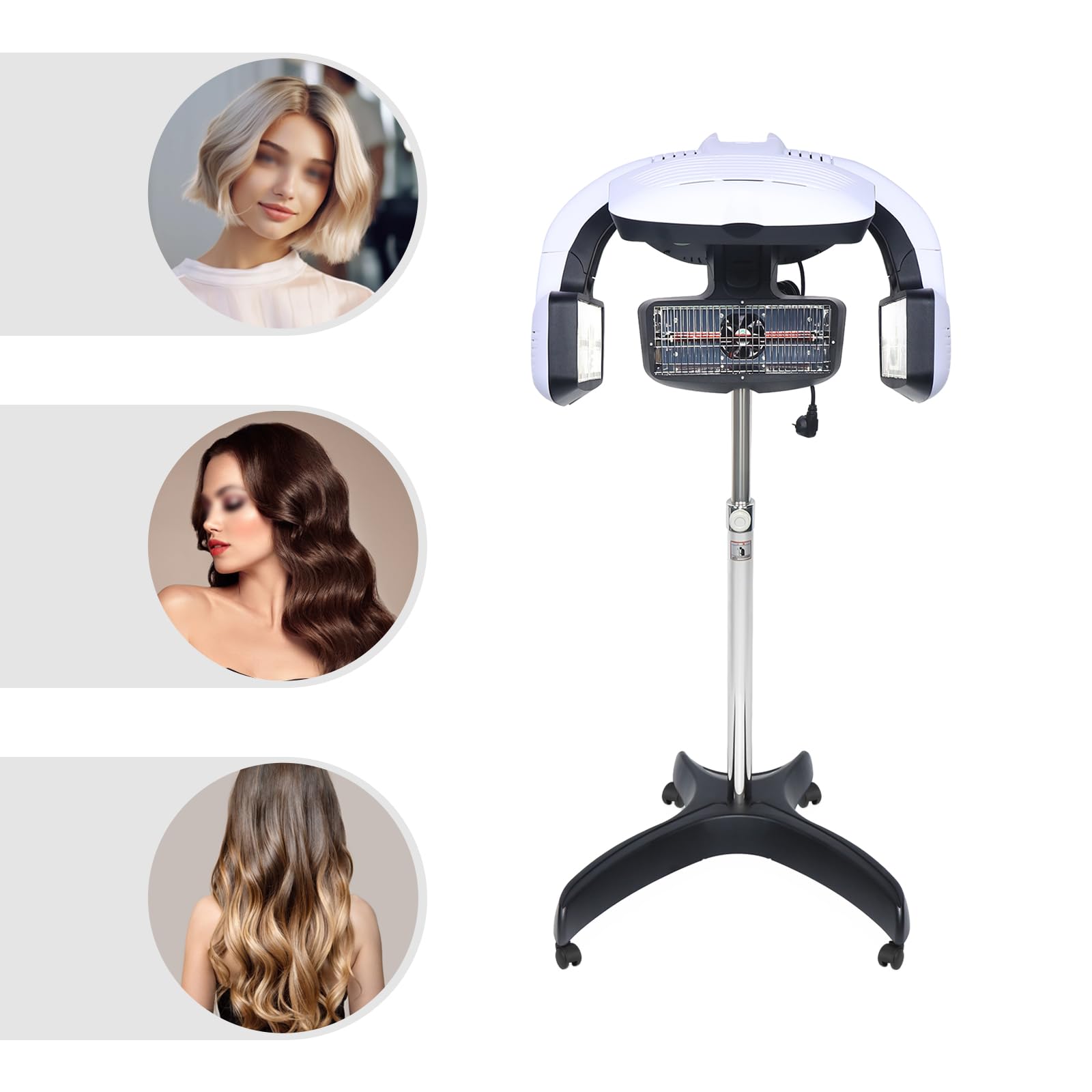 Trockenhauben für Haare, 220V 800W 5 Kopf Infrarot Friseur Trockenhaube mit Standfuß, Haartrockenhaube für Gestreifter Dauerwelle, Entfärbung, Färben, Pflege und Trocknen