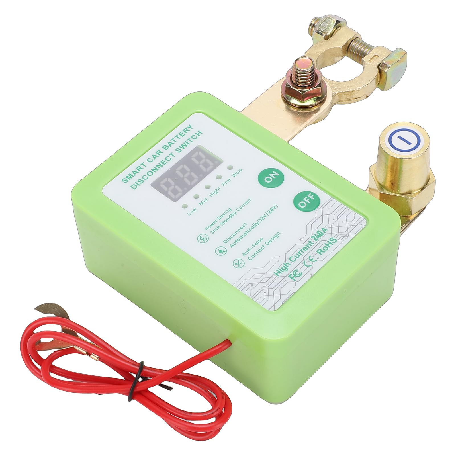 Fabater Coupe-Batterie, Interrupteur de Déconnexion de Batterie à Distance Double Tension 12 V 24 V, Coupe-circuit pour Voiture avec Affichage de Tension LED et Protection Antivol pour Voitures,