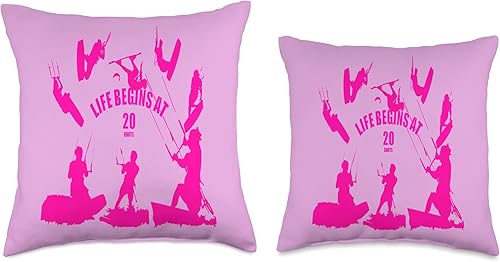 Miniatura 3 de Kiting Life Begins at Twenty Knots Kitesurfer Fun Quote 4 Throw Pillow, 16x16, Multicolor