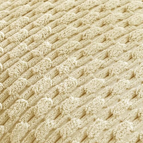 Set of 4 Pale Yellow Decorative Throw Pillow Covers 16x16 Inch Corduroy Pillow Covers for Bed Couch Sofa Living Room Soft Square Cushion Cases