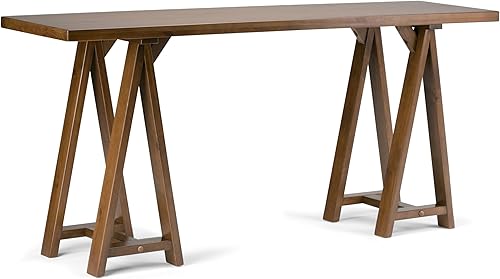 Miniatura 88 de SIMPLIHOME Sawhorse - Mesita de noche de madera maciza de 24 pulgadas de ancho, moderna, industrial, color gris envejecido, para sala de estar y