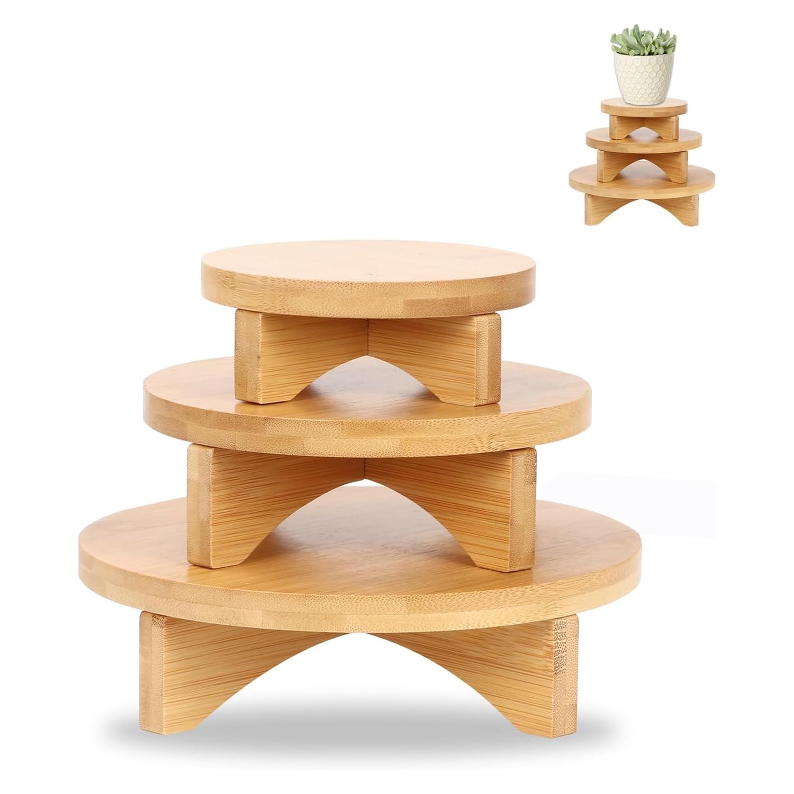 Piédestal pour plantes d'intérieur Présentoir solide en bois pour