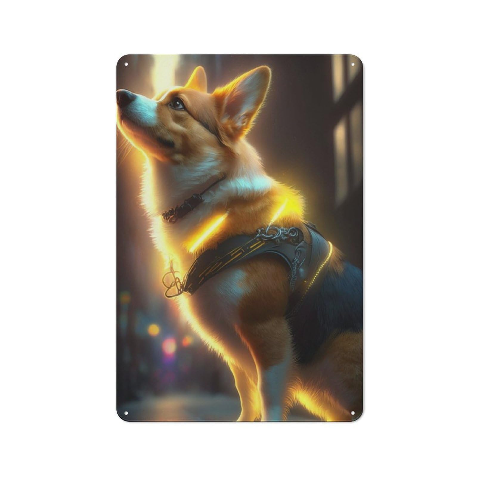 Junmoney Steampunk Corgi Dog Metal Plaque 30X20cm With For Workshop Wall, Retro Decor, A New Home Gift For Collectors Of Metal Signs