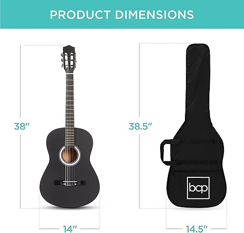 Vista 94 de Best Choice Products - Kit de guitarra acústica para principiantes, 38 pulgadas Rayos de sol