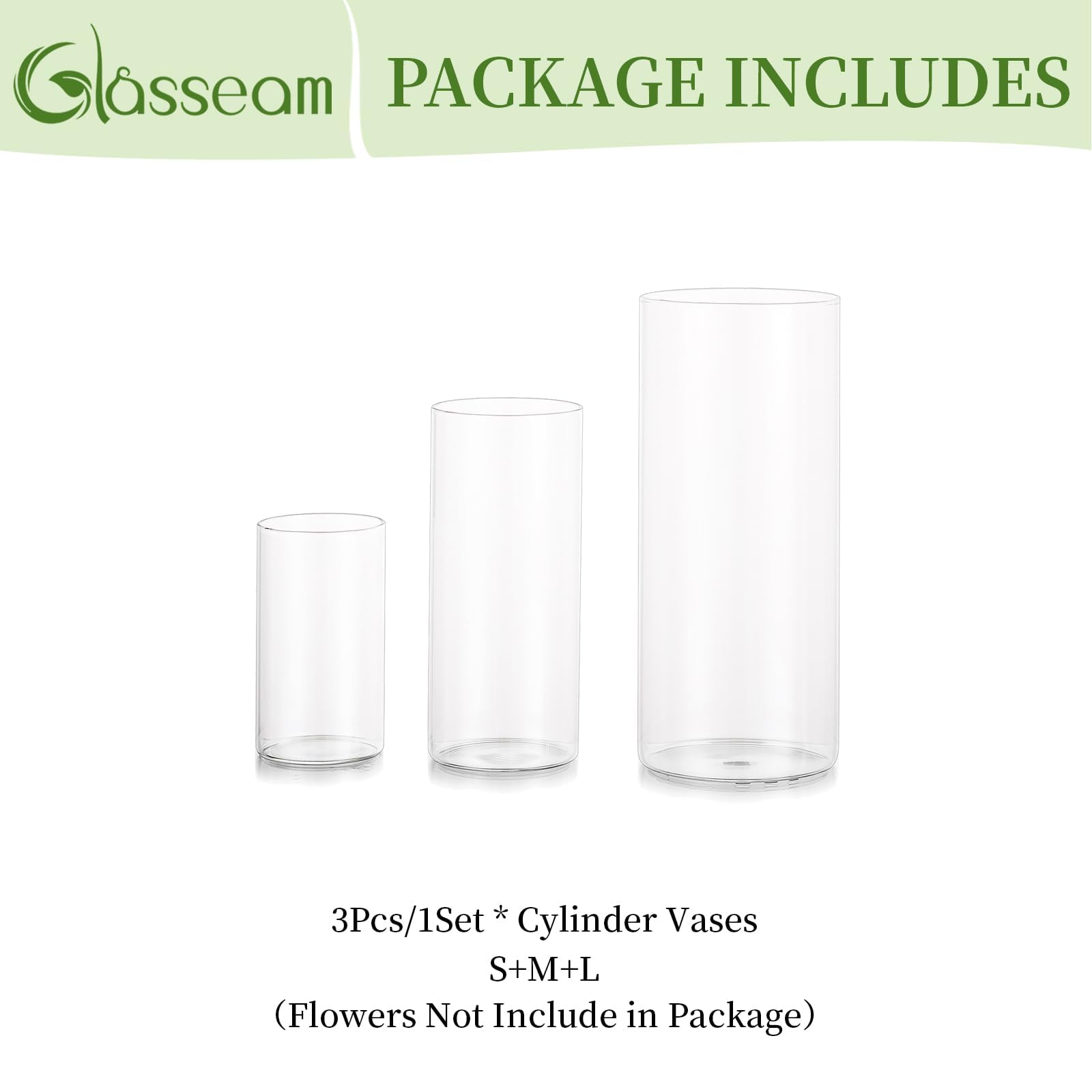 Cilindro Vaso Per Fiori In Vetro Trasparente, 3 Pezzi/Set Glasseam Modern Basic Vasi Per La Decorazione Della Tavola Centrotavola Matrimoni Fiori Rose Pampa Per Soggiorno Ornamenti, 10/15/20 Cm Alto