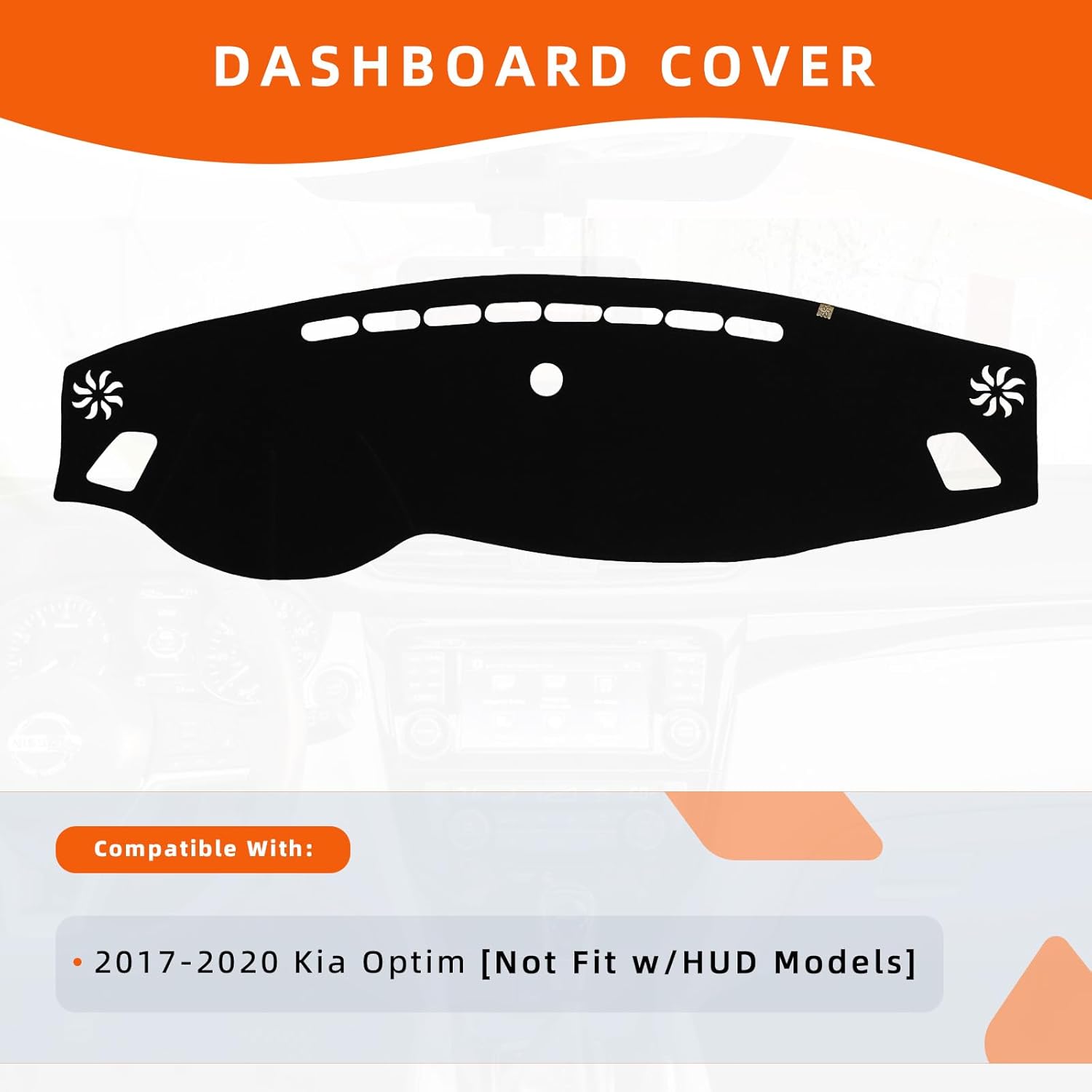 KEYOOG Dashboard Cover Dash Mat Fit for K-ia Optima / K5 2020-2017 (Without HUD Models),Car Dash Board Mat Anti-Glare Carpet,Non-Slip Pad Sunshield Protector (Black)
