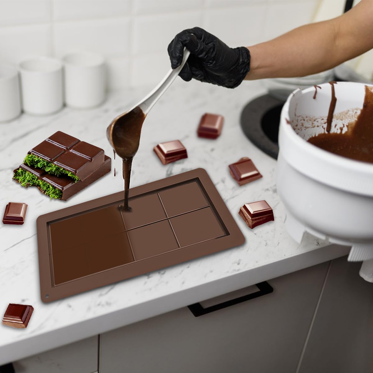 Stampo Cioccolato In Silicone Lanpeeking - 2 Pezzi Per Tavolette Con Ripieno