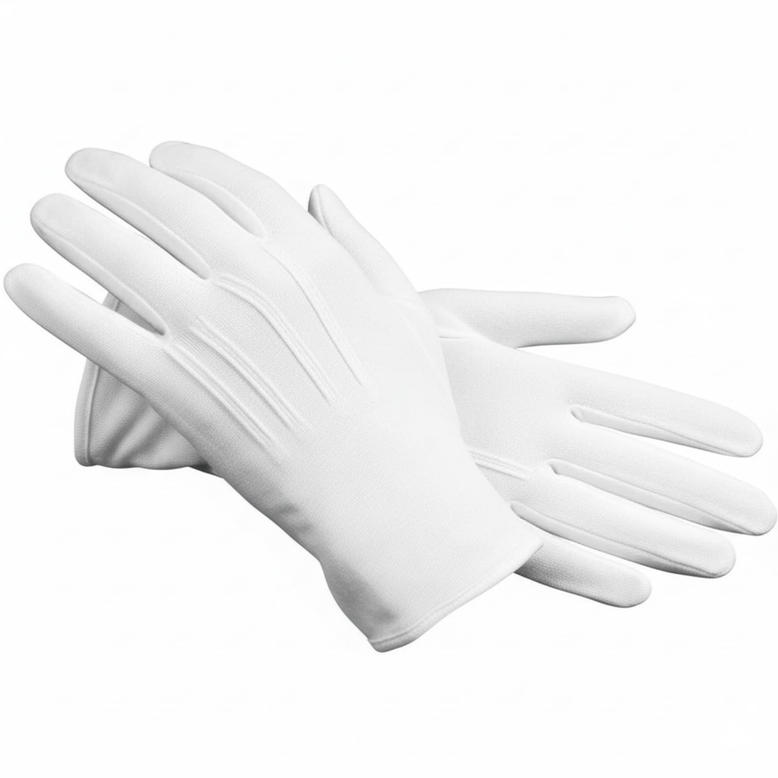 Ssmmam 2 Pcs White Uniform Gloves Formal Tuxedo for Cosplay Party Wedding Jewelry Check Police Server Funeral Honor Guard Parade