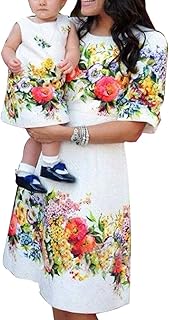 YMING Mother and Daughter Matching Dress Summer Causal Sundress Cute Mini Outfits