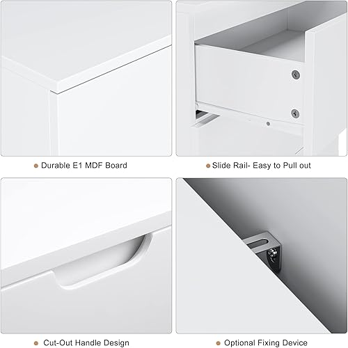 Miniatura 7 de FOTOSOK Cómoda de 5 cajones cómoda blanca para dormitorio cómoda moderna cómoda de madera con asas de corte cerradas 236 pulgadas de largo x 157