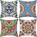 Lieson Juego de 4 fundas de cojín de 20 x 20 cm, 50 x 50 cm, diseño de mandala, multicolor, poliéster