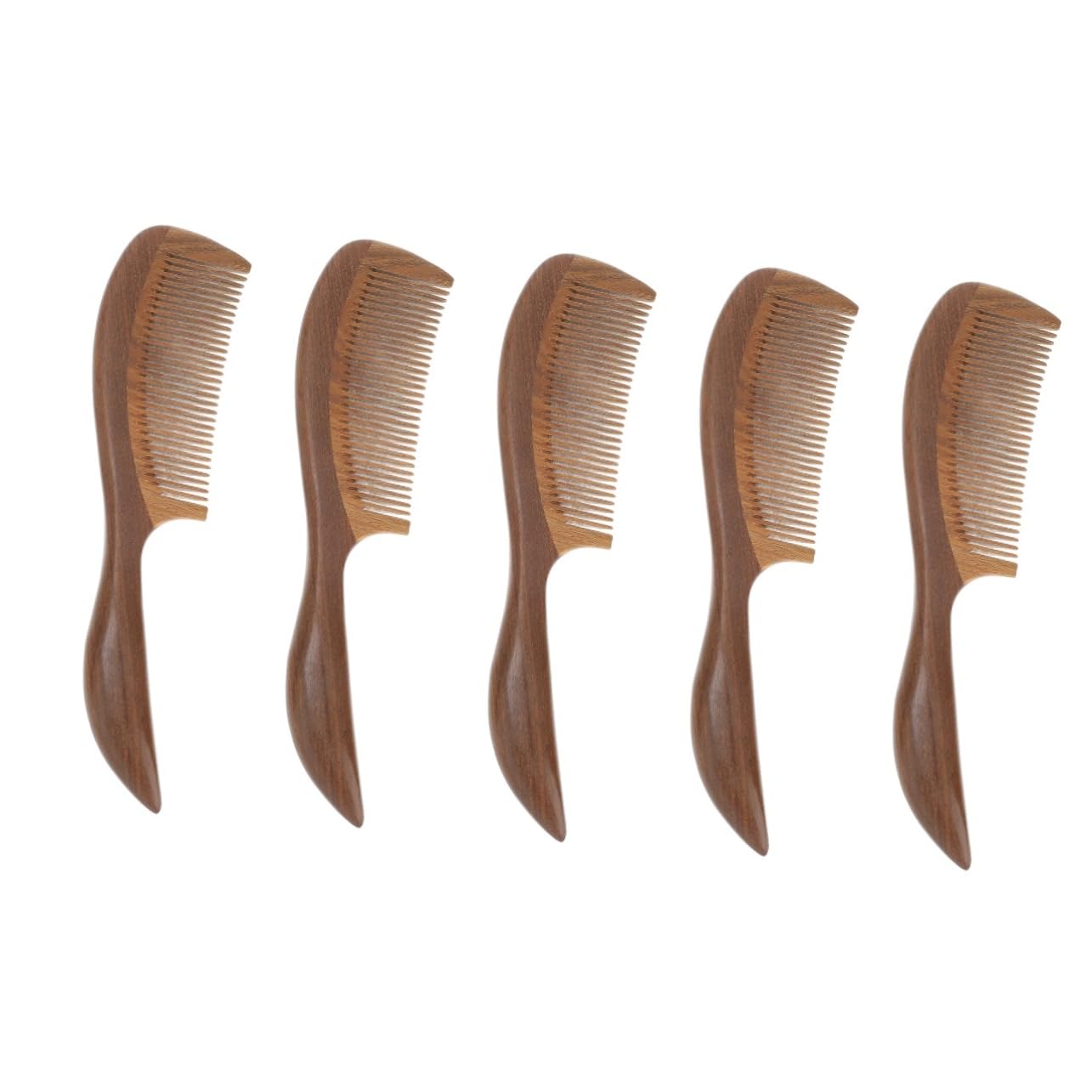 DOITOOL 5piezas Peine De Madera Antiestática De Dientes Para Cabello Rizado y Grueso Cepillo De Masaje Natural Para Mujeres Para y Relajación Del Cabelludo