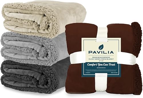 Miniatura 7 de PAVILIA Manta impermeable para sofá, manta impermeable para perros grandes, cachorros, gatos, protector de manta para mascotas, manta de sherpa