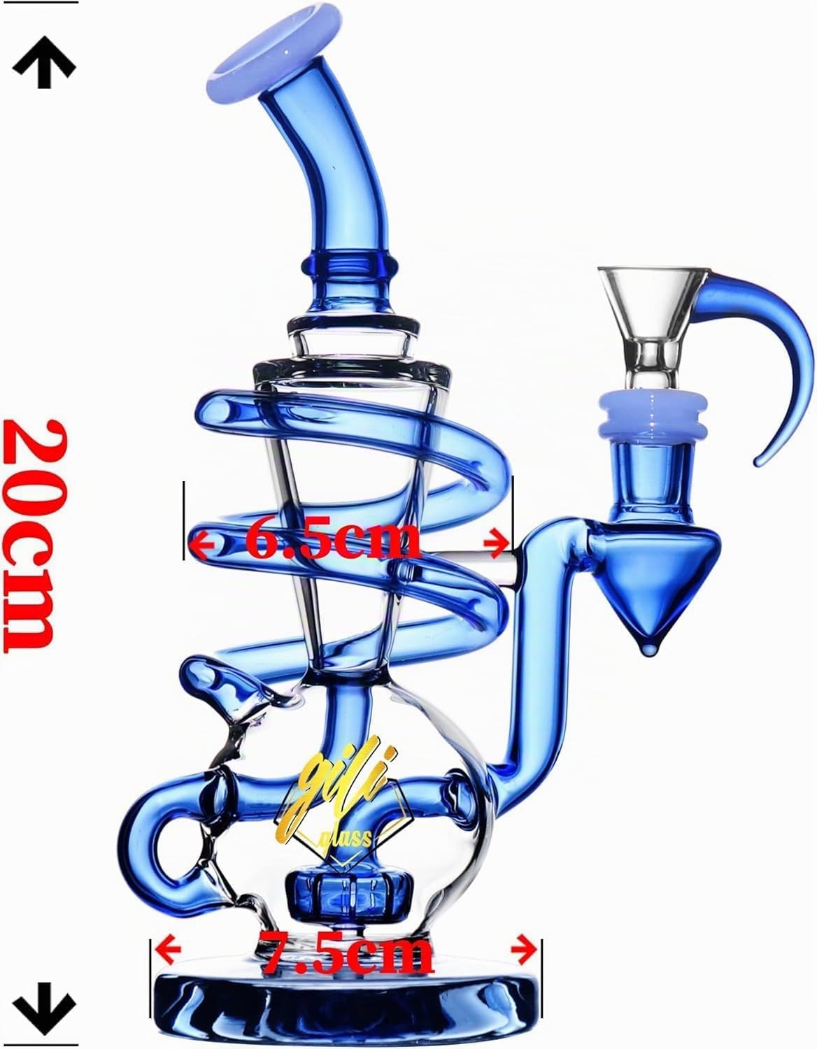 Bong de vidrio reciclador de 8" – Pipa de agua, mini shisha, vidrio de 5 mm de grosor