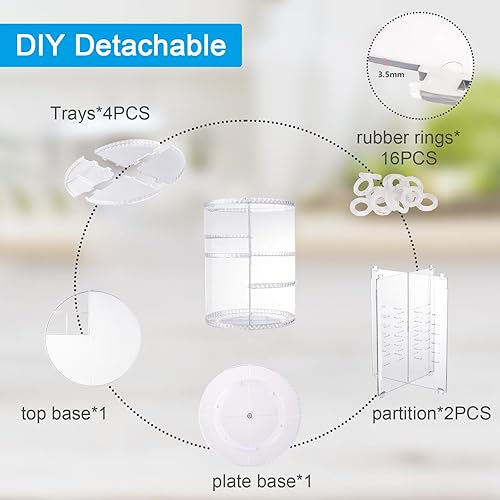 Miniatura 5 de sanipoe Organizador de maquillaje giratorio de 360 diamantes, estante de almacenamiento giratorio desmontable de gran capacidad, organizador Lazy