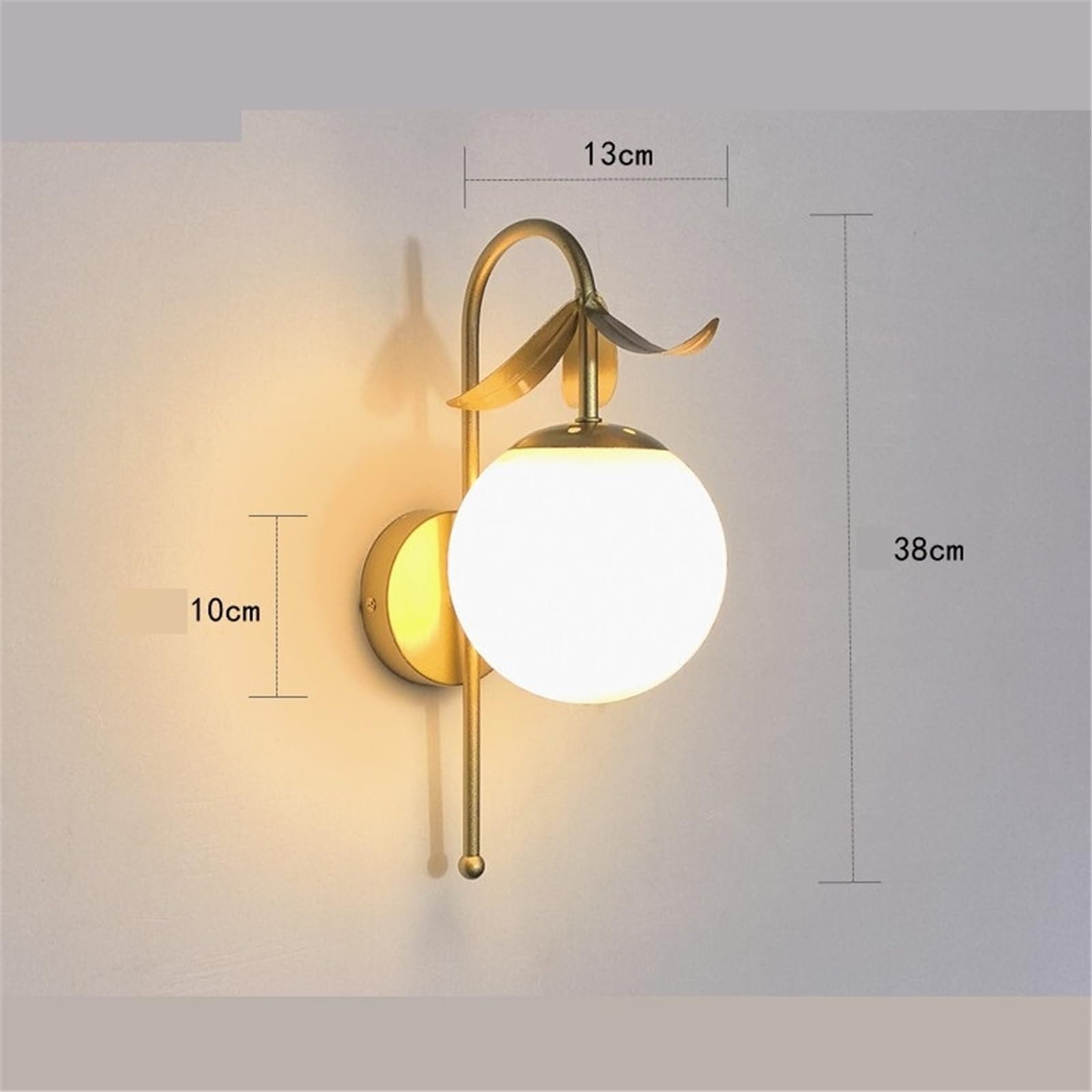 Applique Parete Lampada da parete in ferro foglia dorata, lampada in vetro globo, decorazione for interni Illuminazione Interni | Lampada da parete for camera da letto leggera e lussuosa con struttura in metallo floreale