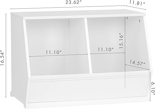 Miniatura 2 de UTEX Armario apilable de almacenamiento de juguetes, organizador de cubos de madera, estante blanco para sala de juegos, dormitorio, sala de estar,