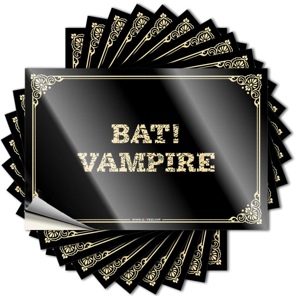 Fzfn Colour Affirmation Decal Aesthetic Decals, Bar Cart Decor Cute Pattern Design For Military Notebook | Hat Removable Vinyl Bat! Vampire(8X12cm)