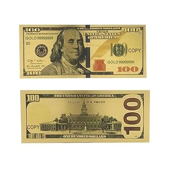 Amazon.co.jp: YIQILAFADA 5個 ゴールド 100ドル札 100ドル札