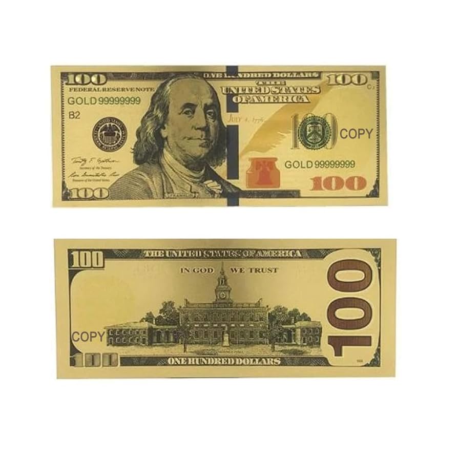 純金100ドル紙幣　縁起物インテリア 純金/100ドル札/風水/インテリア/置物 : 芦屋ルチル - 通販