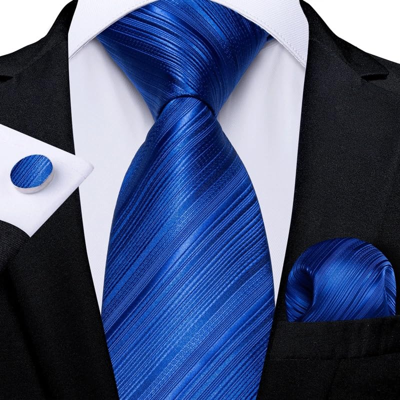 Corbata de seda rayada sólida para hombre miniatura 2