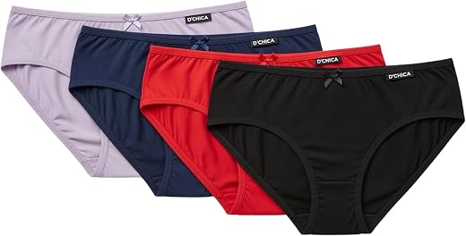 DChica Essentials Cotton Panties for Girls, Comfortable Mid-Waist Hipster Panty with Stretchable Soft Inner Elastic, Full ...