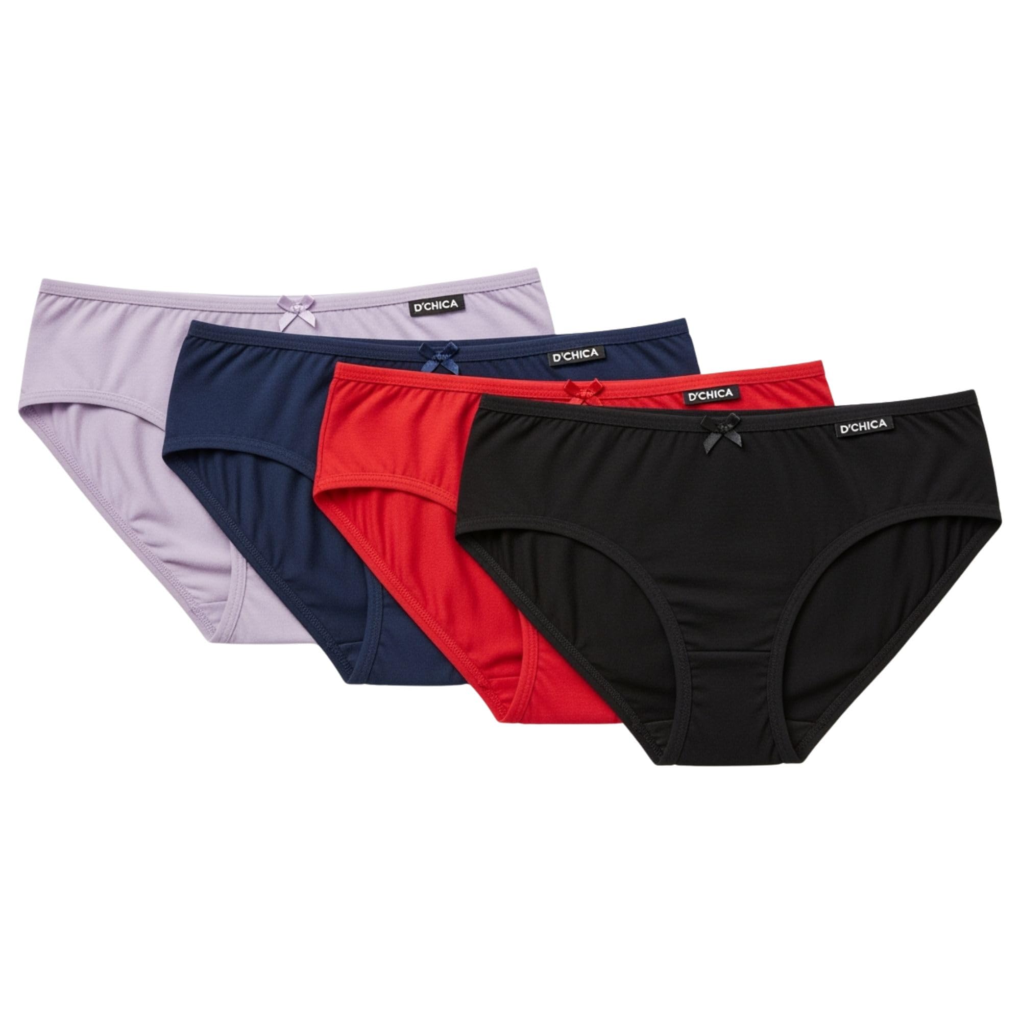 DChica Essentials Cotton Panties for Girls, Comfortable Mid-Waist Hipster Panty with Stretchable Soft Inner Elastic, Full Coverage Breathable Briefs (Multicolor) Solid & Printed