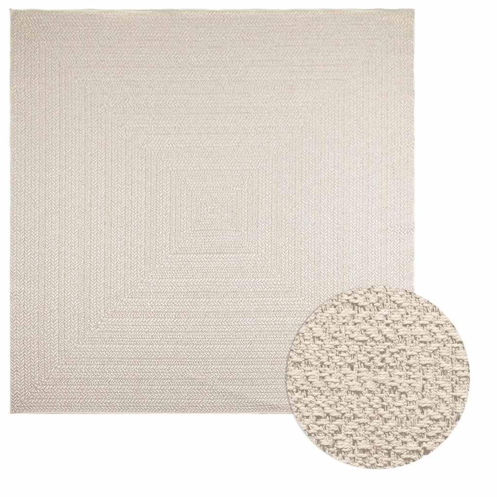 vidaXL Alfombra ZIZUR Apariencia Yute Interior Exterior Crema
