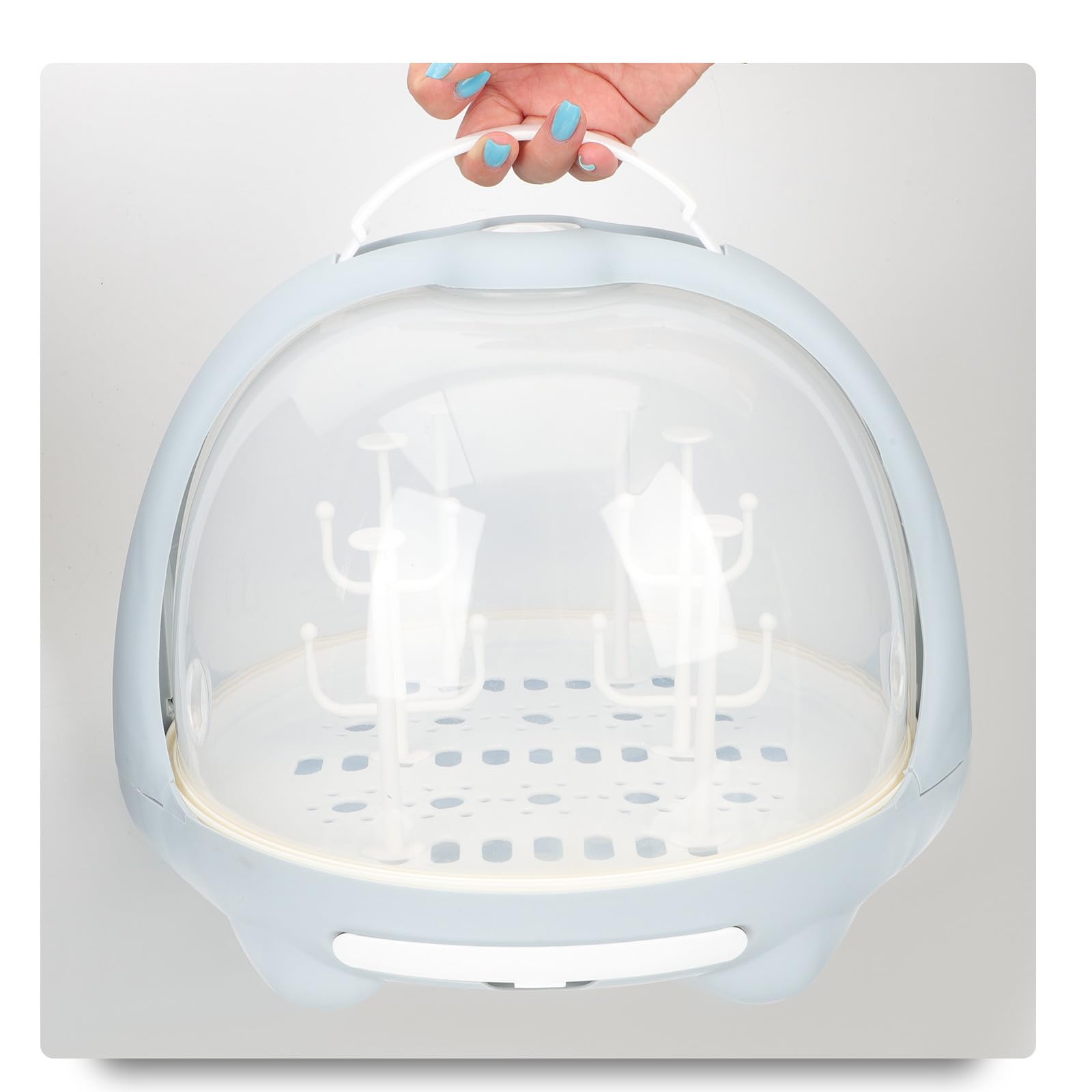 Mipcase Contenedor para Biberones Estante para Secar Biberones PP Azul Desmontable para Secado en Seco y Húmedo para Ñiño y Vajilla Infantil