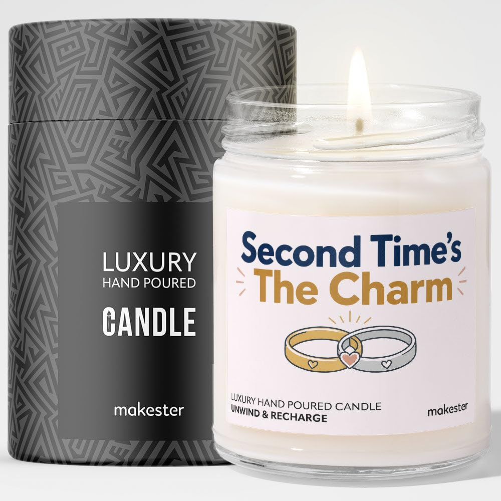Wedding Gift for Second Marriage - Luxury Soy Wax Candle - Vanilla, Jasmine, Sugared Almond - Makester — image 1