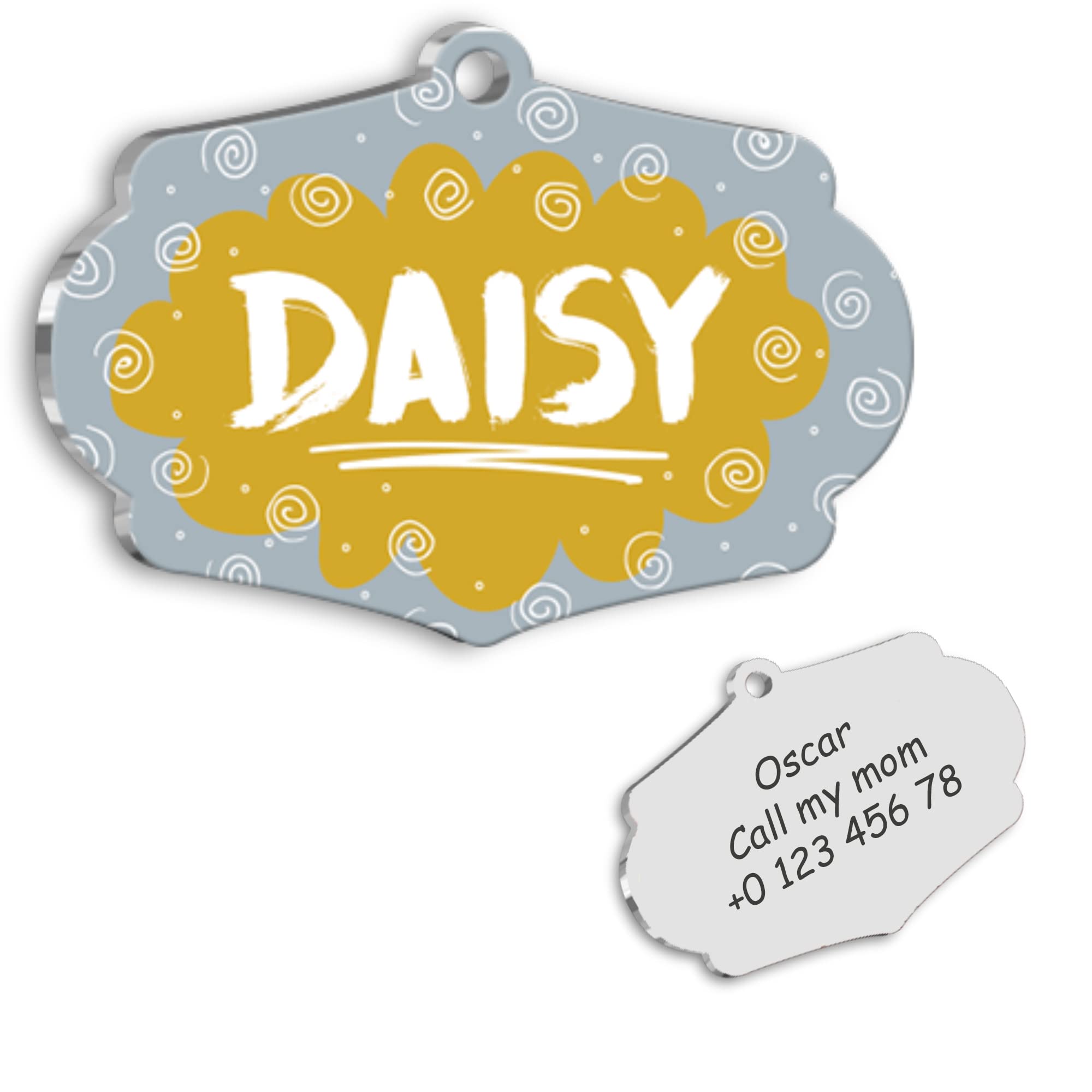 Orange Illusion Personalized Dog Tag - Custom Name Tag - ID Tag for Dog & Cat - Customized Pet Tags - Dog Name Tag - Cat Name Tag - Engraved Dog Tag