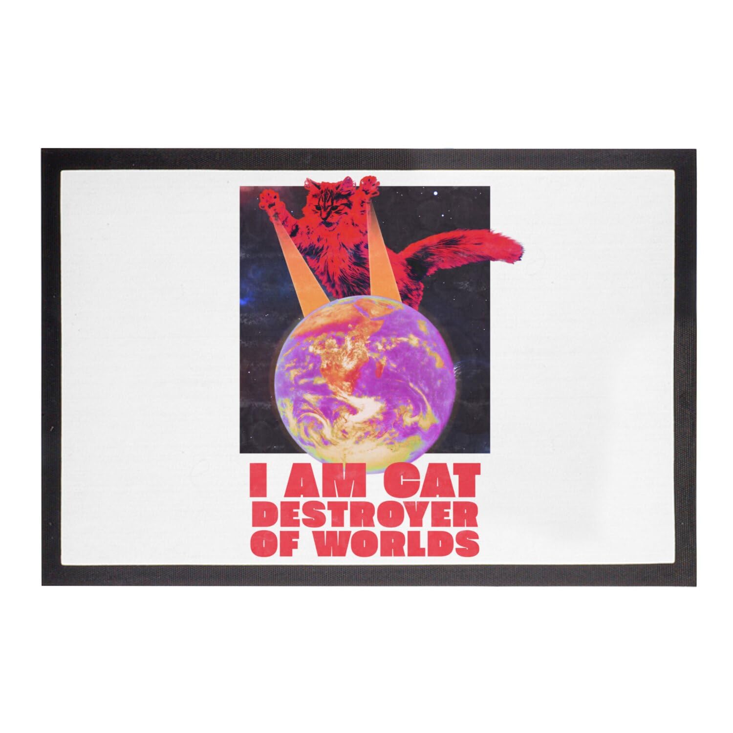 Paillasson chat destroyer de worlds vintage humour 60x40cm pour entrée originale