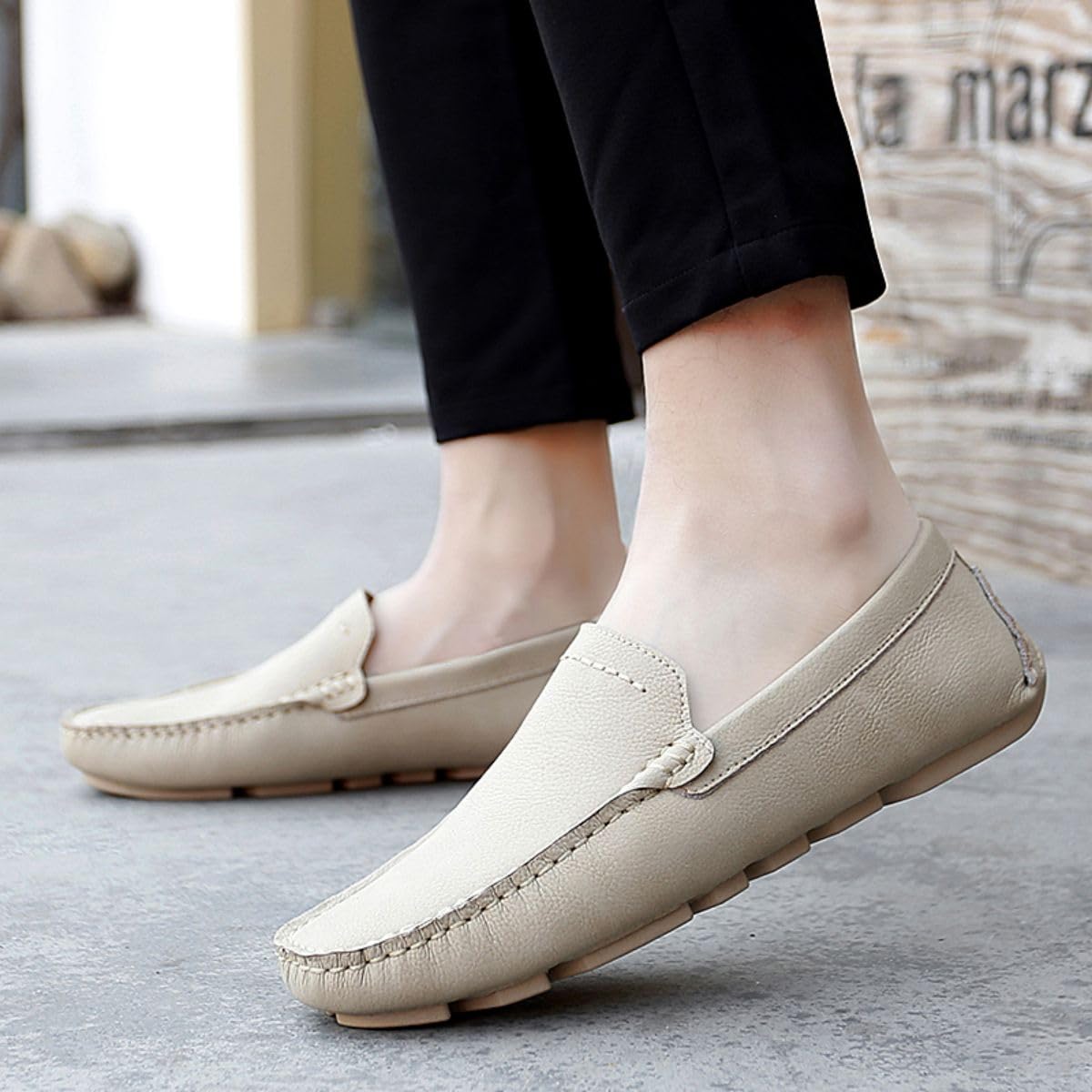 Mocassins pour Hommes en Cuir de Haute Qualité Chaussures à Enfiler Chaussures de Chauffeur Chaussures Plates décontractées 38-49 EU