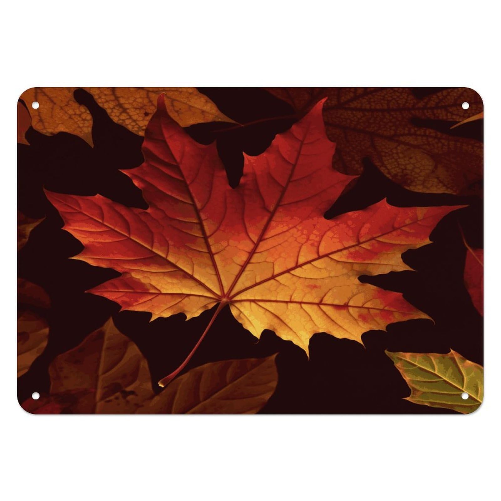 Fodpand Style Fall Autumn Leaves Retro Vintage Metal Tin Sign,Wall Art Decor Garden Plaque Poster For Bedrooms Yard Bars Pubs Patios Porches 7.9X5.5 Inch