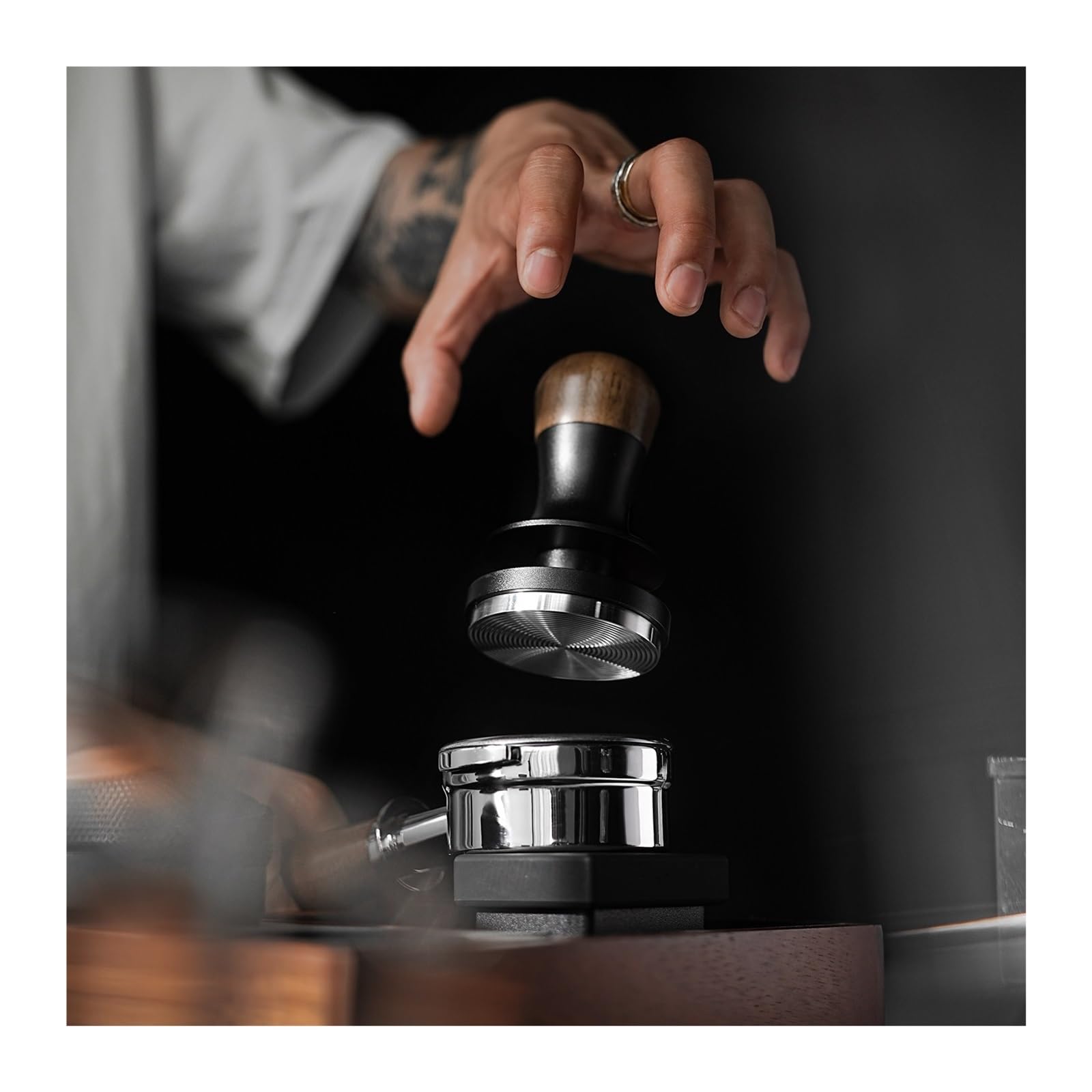 Prensa De Café A Presión Constante De 30 Libras, 51mm, 53mm, 58mm, Prensas Planas For Espresso Con Herramienta De Barista Con Resorte Calibrado(53mm,Thread set)