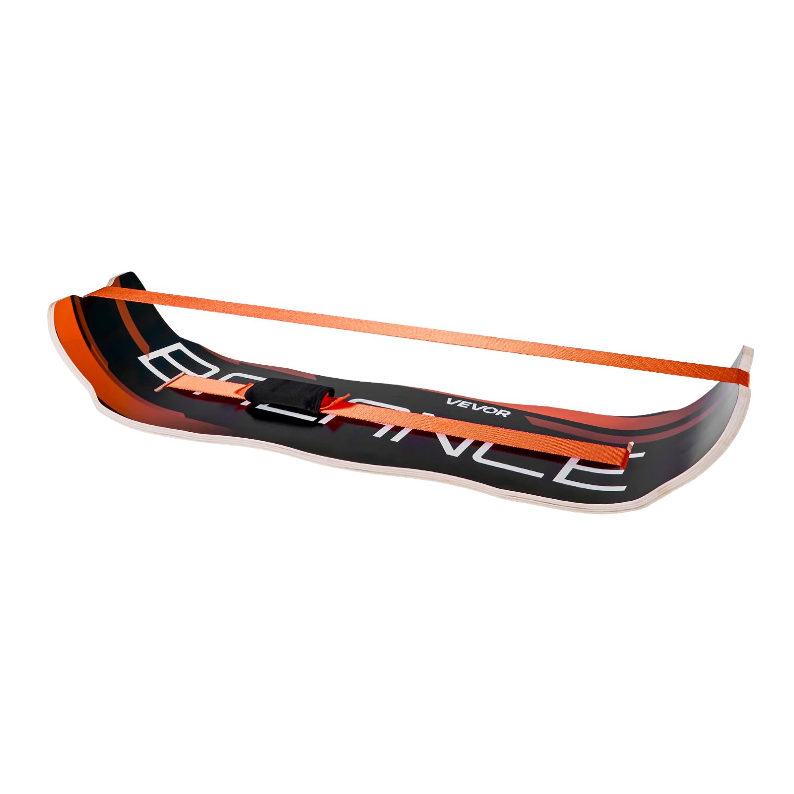 VEVOR Balance Board für Erwachsene (107 cm), Wackelbrett bis 200 kg Belastbar, Gebogenes Balance-Trainingsgerät mit Gurt für Core-Workouts Stehpultübungen Heim-Fitnessstudio Yoga, Orange Schwarz