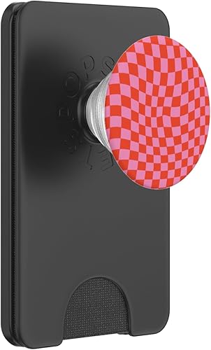 Miniatura 7 de PopSockets - Tablero de ajedrez clásico a cuadros ondulado, color rosa y rojo