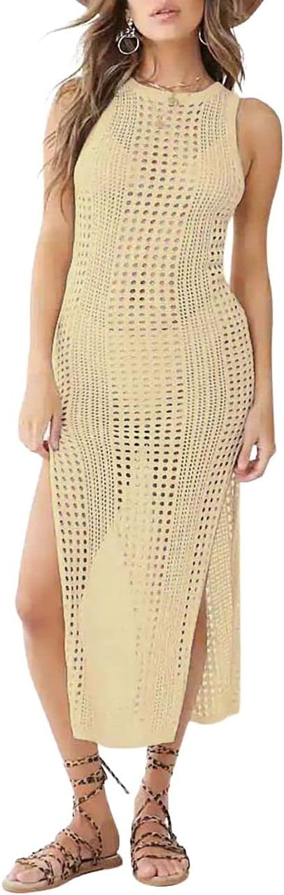 Bsubseach Beige Sleeveless Bikini Swimsuit Cover Up