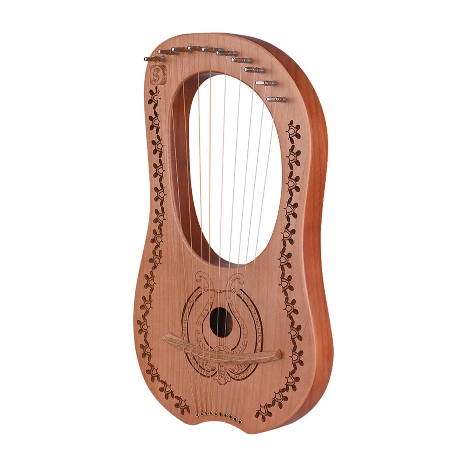 TSTS Lyre Instrument 10 Saiten Holz Ahorn Mahagoni Lyre Harp Instrument Holz Lyre Harp Metall Saiten Musikinstrument