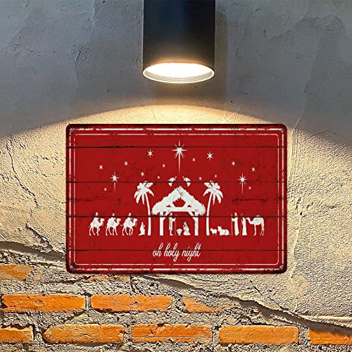 Plaque décorative métal Oh Holy Night finition rétro rouge supérieure - 4