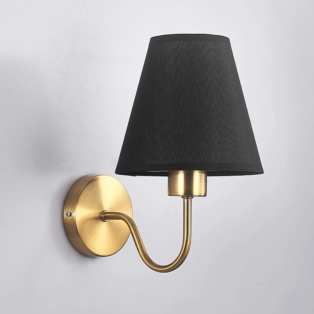 JYBNBBE Classic Fabric Wall Light with Flared Shade, E27 Vanity Lamp for Bedroom, Living Room, and Hallway