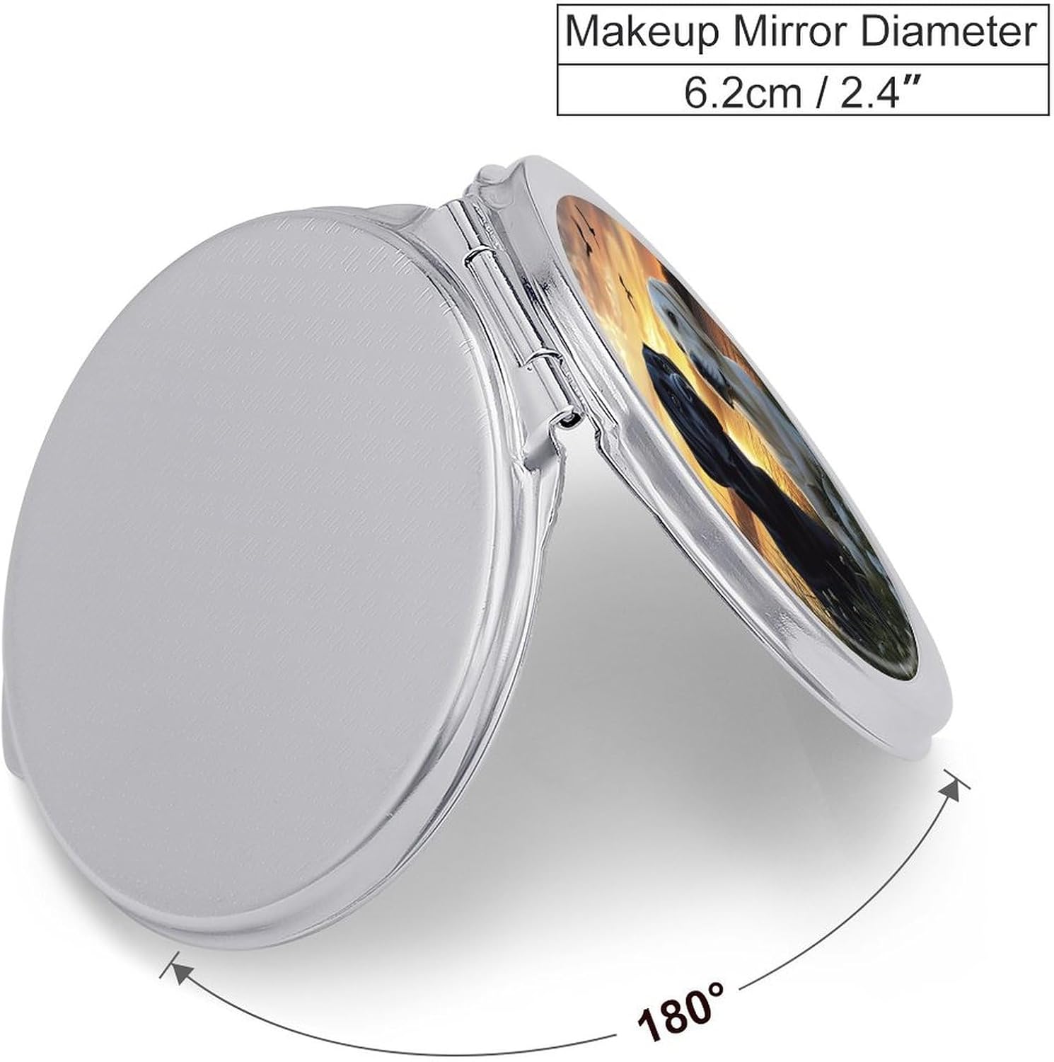 Labrador Love Couple Compact Makeup Mirror Mini Foldable Cosmetic Mirror Portable Travel Mirror for Purse Pocket